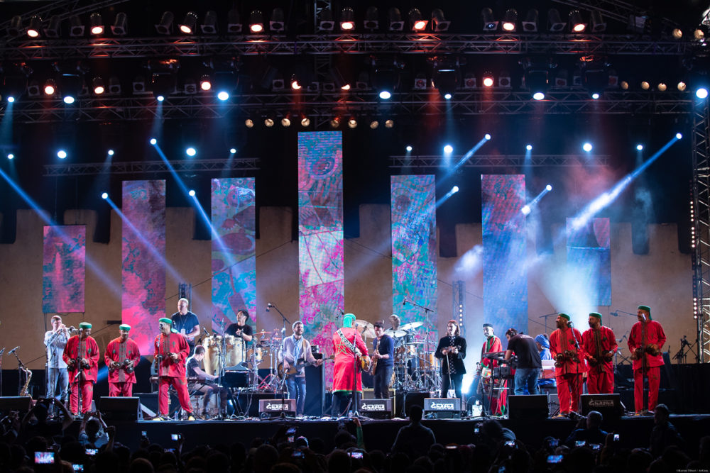 Maalem Lksri and Snarky Puppy. Photo Credit: Festival Gnaoua et Musiques du Monde