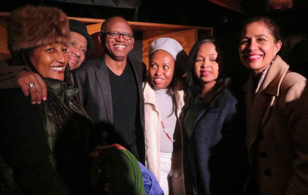Malagasy singer Razia (far left) joins Rajery and Malagasy friends after the concert at Public Record