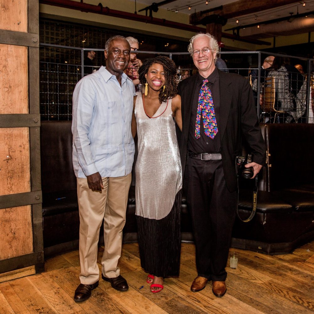 From left: CEO of the Africa-America Institute, Kofi Appenteng, MC Desiree Gordon and Banning Eyre. All photographs by Oluwaseye.