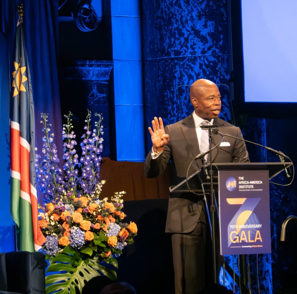 New York Mayor Eric Adams addresses the 2023 AAI Gala