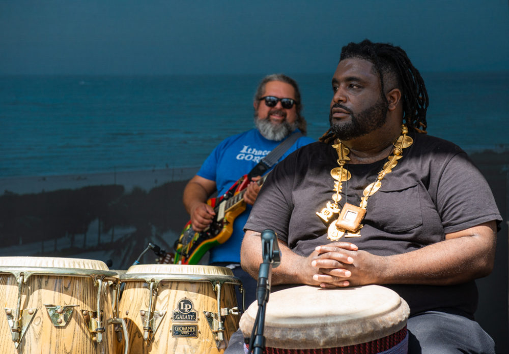 Weedie Braimah with Afro Roots Fest's Jose Elias on guitar