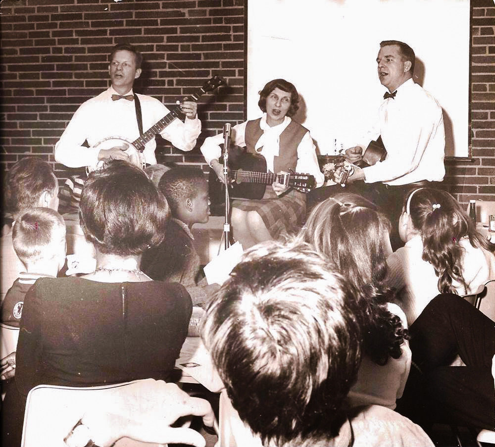 Grandma (Billie Hotaling), Grandpa (Dan Hotaling), and aunt and the second one is my Grandma, Grandpa, and friend Cy Tebbets performing in 1962.