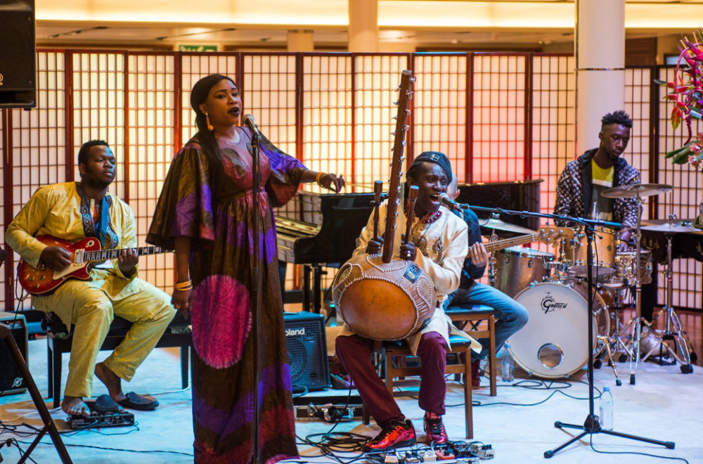 Noumoucounda and Gounda Cissoko performing with their group