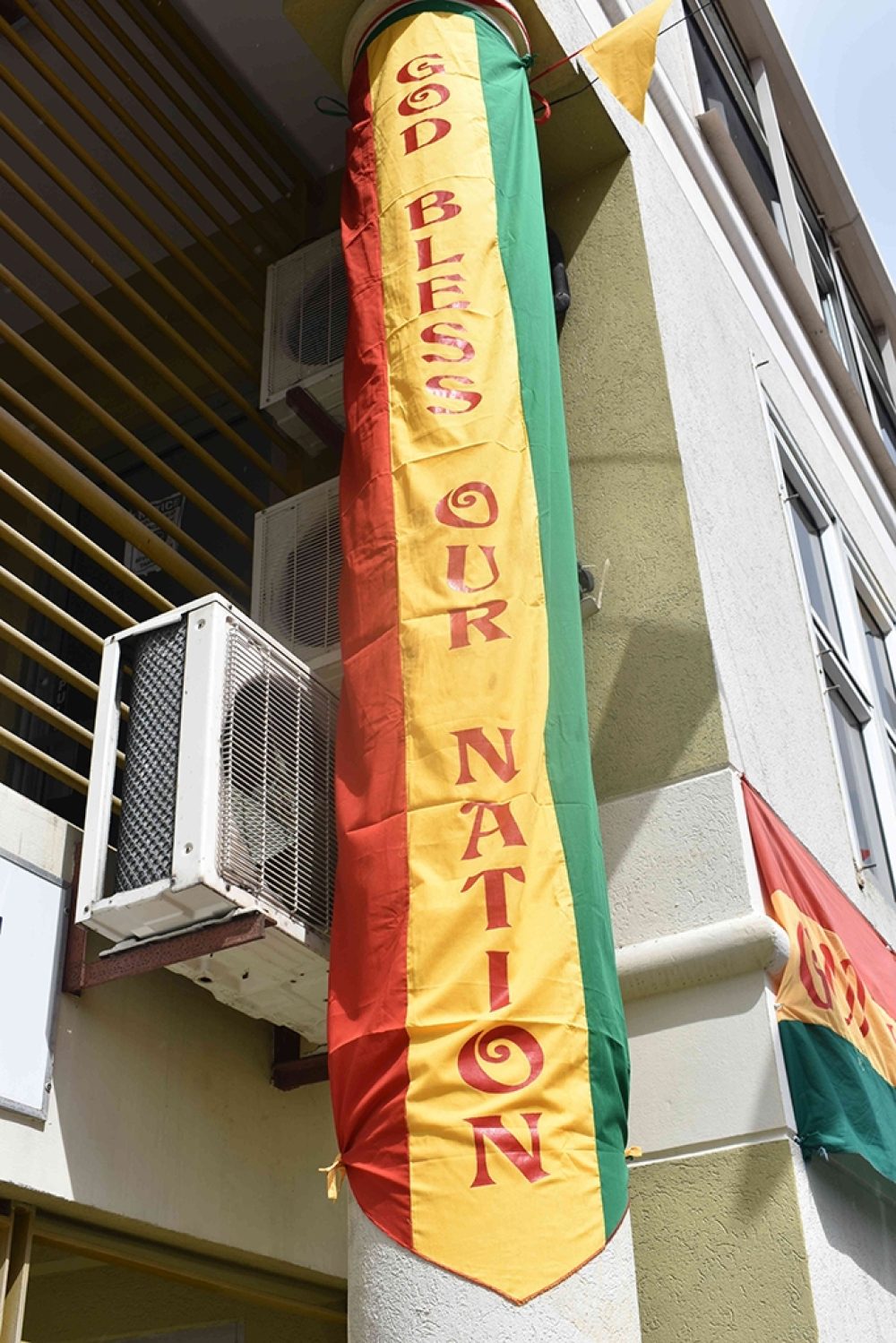 God Bless Our Nation: a banner displayed to mark the 48th anniversary of Grenada’s independence, Photo ©David Katz