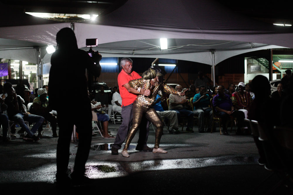 Shirlane Hendrickson wining on a man in the audience