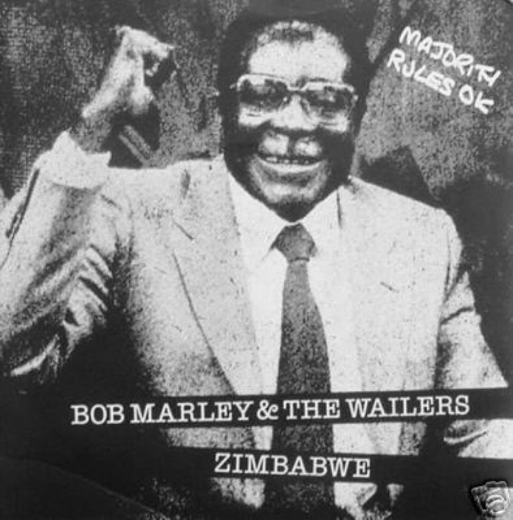 Rare record cover of "Zimbabwe" featuring the image of President Robert Mugabe