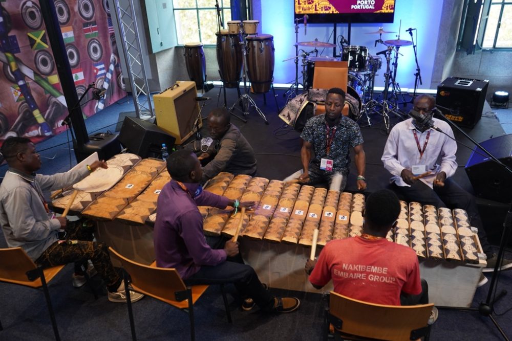 Nakibende Xylophone in European Broadcast Union (EBU) studio at WOMEX