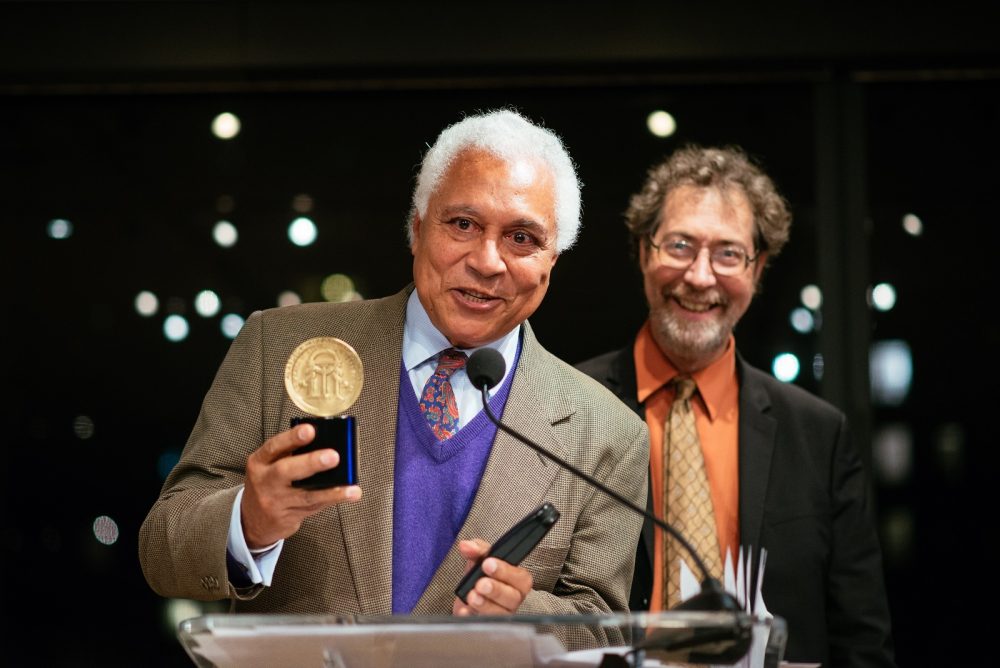 The Afropop Worldwide team accepting their Peabody Award, 2014