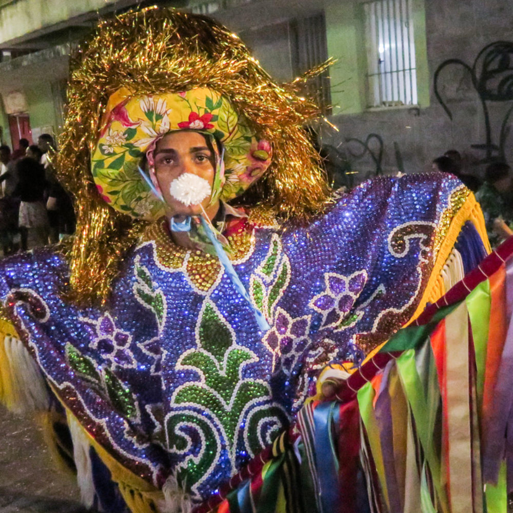 The man with a flower in his mouth is a deep symbol of the transformations that come with Carnival.