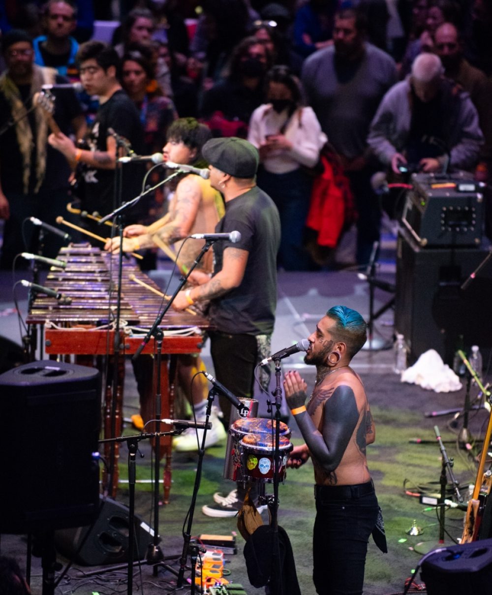 Mexico’s marimba-led, cumbia-punk band Son Rompe Pera closed out the night in the Promenade with a wild set that left the crowd buzzing.