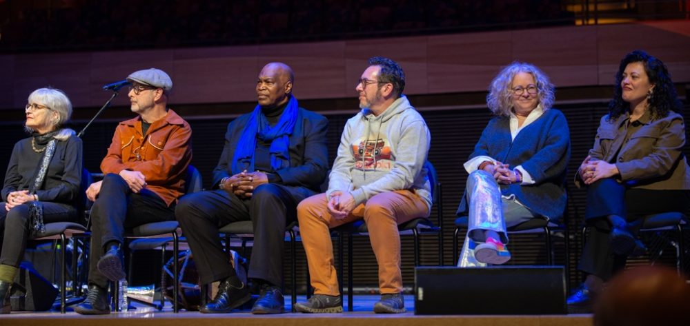 Cheryl McEnaney, Olivier Conan, Alex Boicel, and globalFEST founders Bill Bragin, Isabel Sofer and Shanta Thake