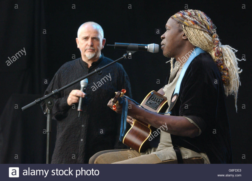 Oryema and Peter Gabriel at "Live 8: Africa Calling"