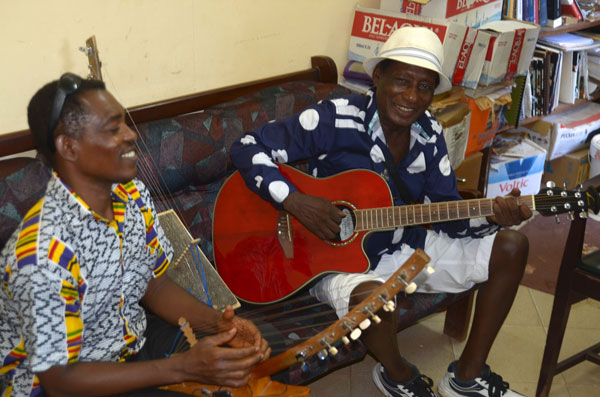 Ebo Taylor and Aaron Bebe Sukura jamming for Afropop Worldwide at the University of Legon, April 26, 2013