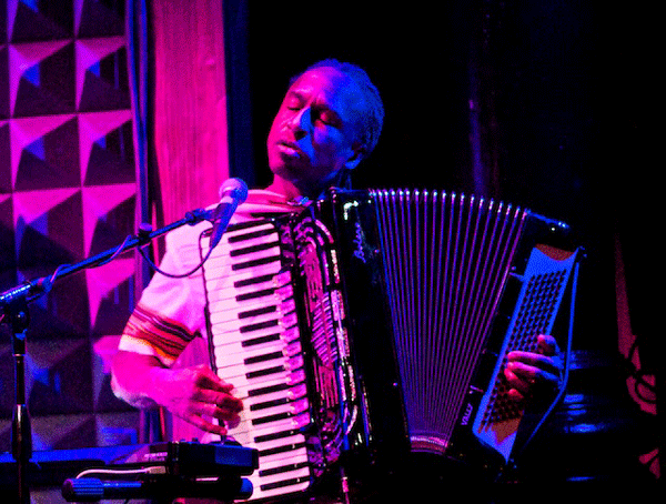 Etienne on accordion at Joe's Pub. (Eyre 2015) 