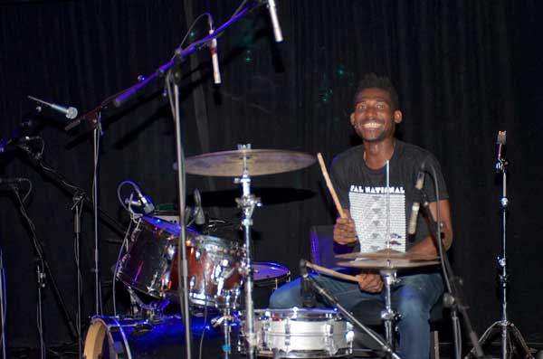 Drummer Omar, who broke 4 sets of sticks at Le Poisson Rouge