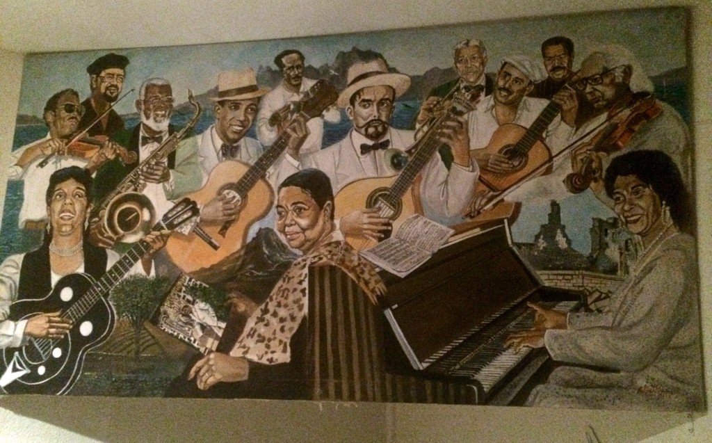 Heroes of Cape Verdean music fill a mural in one of Lisbon’s many African restaurants.