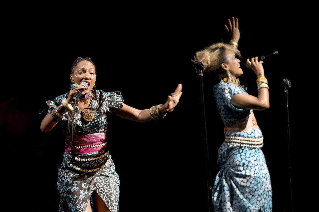 Les Nubians, Célia Faussart, right, and Hélène, performing at the Je Suis Soul! A Salute to African Soul and Jazz concert at the Apollo Theater in Harlem, saturday December 5th, 2015. photo William farrington