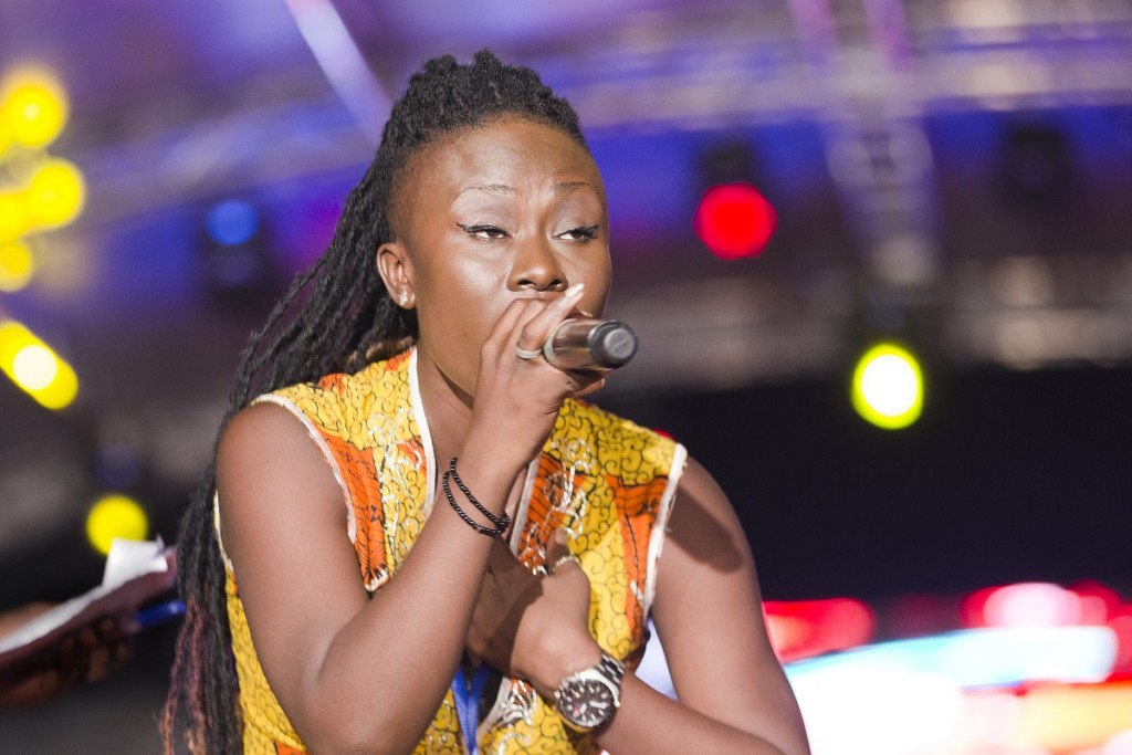 Reggae songstress Queen Adjoba, befroe her MASA performance she told afropop that reggae in Cote d'Ivoire is the voice of the underclass, and her music addresses the issue of violence against woman. photo William Farrington