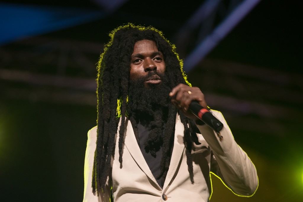 Takana Zion, Guinean reggae artist, on MASA outdoor stage closing night. photo William Farrington