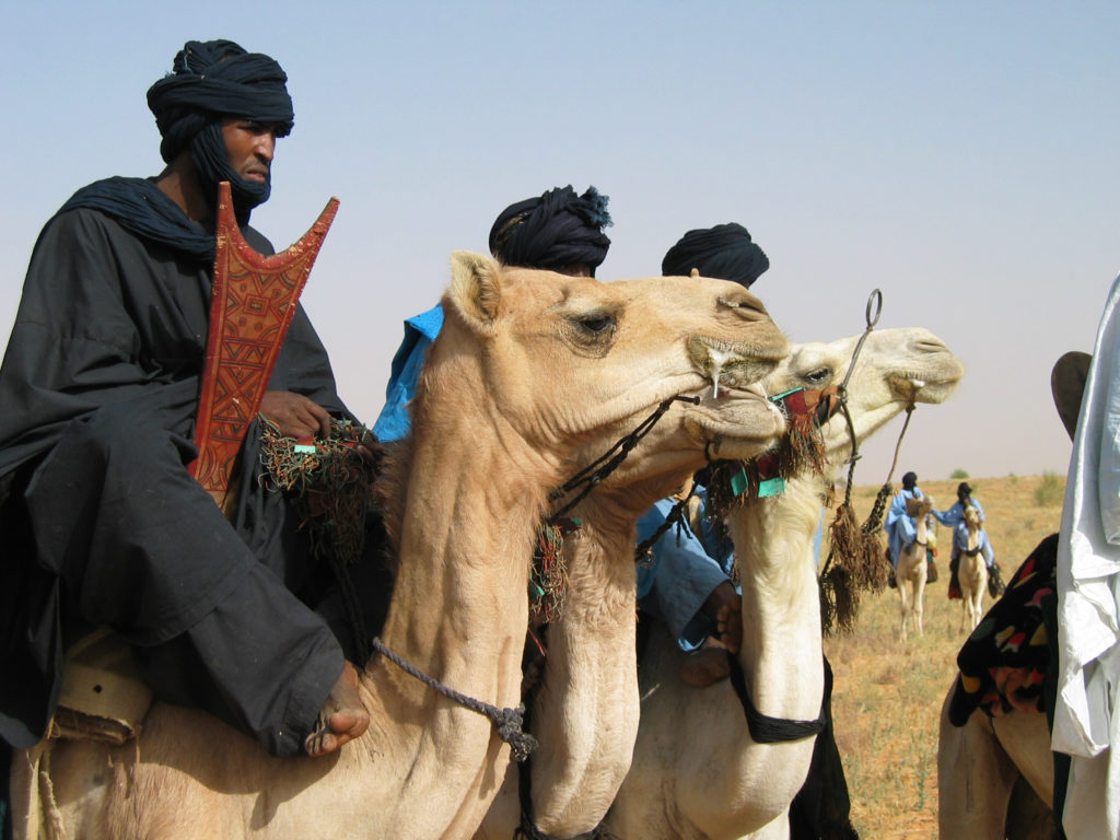 Tuareg riders near Timbuktu (Eyre 2003)