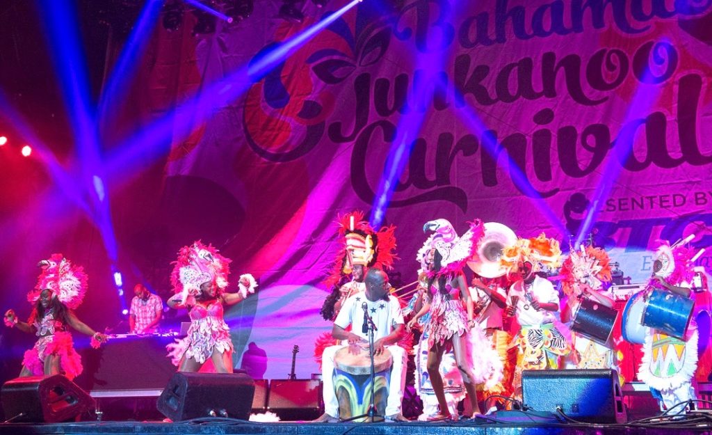 Wyclef Jean celebrates the spirit of carnival at the Bahamas Junkanoo festival.