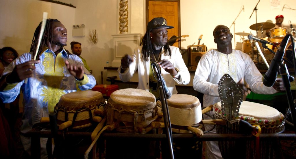 Samar drummers propelling Papa Diouf et la Generation Consciente at the Alhambra Ballroom in Harlem presented by New African Productions, saturday July 10th.