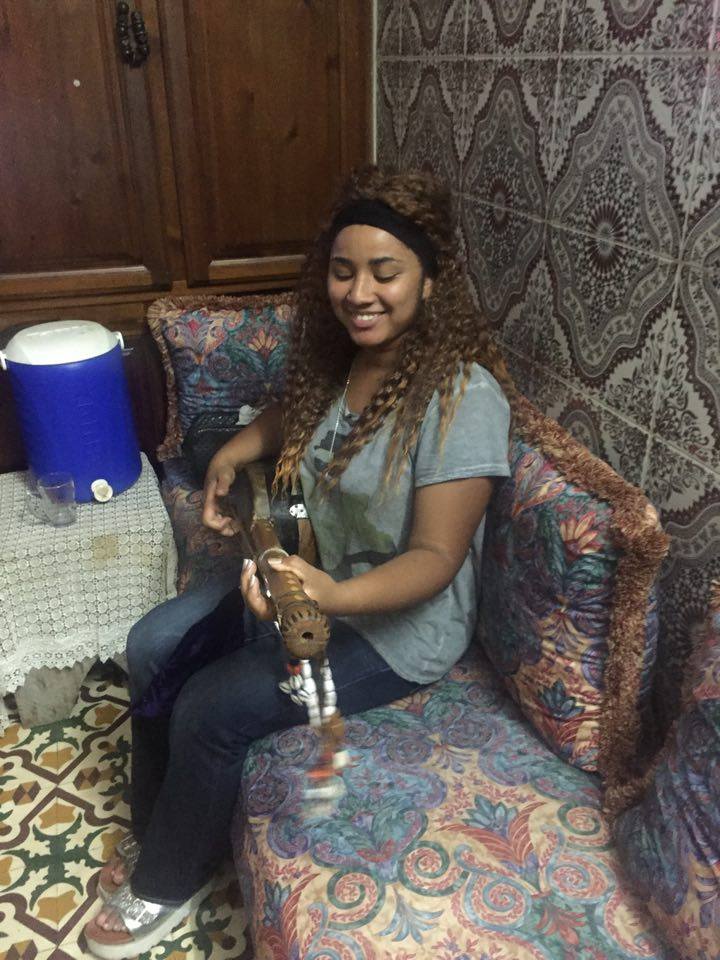 Asmâa Hamzaoui, performing at her home in Casablanca (Photo by Jesse Brent)